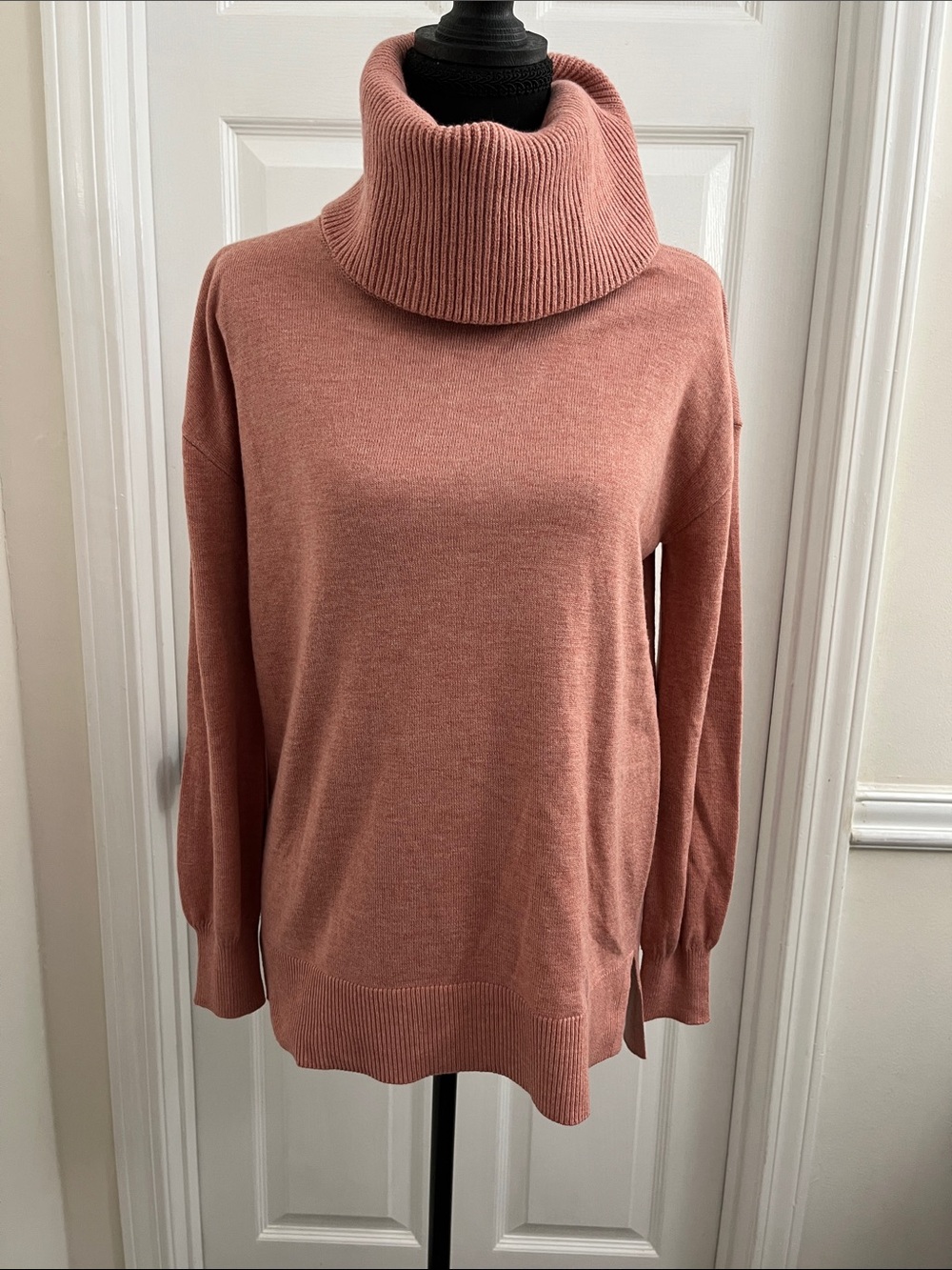 LOFT Dusty Rose Cowl Turtleneck Sweater